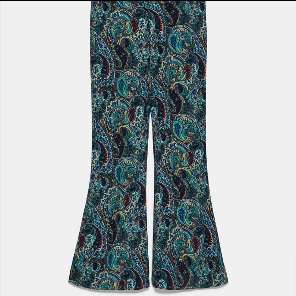 Zara Paisley Print Flared Pants - Picture 2 of 16